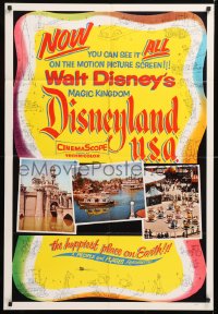 8z161 DISNEYLAND USA 1sh 1957 about Disney's just opened Magic Kingdom in California, very rare!