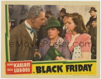 8z185 BLACK FRIDAY LC 1940 mad scientist Boris Karloff stares at concerned wife Anne Gwynne!