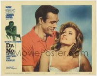 8z201 DR. NO LC #4 1962 best c/u of Sean Connery as James Bond smiling at sexy Ursula Andress!