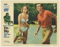 8z202 DR. NO LC #5 1962 Sean Connery as James Bond on beach with sexy Ursula Andress in bikini!