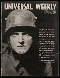 8z068 UNIVERSAL WEEKLY exhibitor magazine Mar 10, 1934 All Quiet on the Western Front, Invisible Man