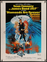 9a064 DIAMONDS ARE FOREVER 30x40 1971 McGinnis art of Sean Connery as James Bond 007, ultra rare!