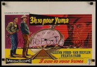 9a108 3:10 TO YUMA Belgian 1957 art of Glenn Ford & Van Heflin, from Elmore Leonard's story!
