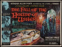 9a099 HOUSE OF USHER British quad 1960 best completely different art of girl in glass coffin, rare!