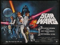 9a104 STAR WARS British quad 1978 George Lucas sci-fi epic, art by Tom Chantrell, Academy Awards!