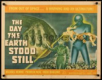 9a043 DAY THE EARTH STOOD STILL 1/2sh 1951 classic art of Michael Rennie by Gort holding Neal!