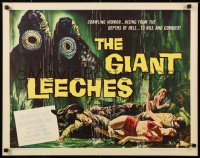 9a044 GIANT LEECHES 1/2sh 1959 rising from the depths of Hell to kill and conquer, cool horror art!