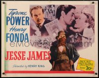 9a022 JESSE JAMES 1/2sh R1946 most famous outlaw brothers Tyrone Power with Henry Fonda as Frank!