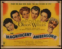 9a046 MAGNIFICENT AMBERSONS style B 1/2sh 1942 Orson Welles, Norman Rockwell art of top cast, rare!