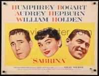 9a024 SABRINA style B 1/2sh 1954 Audrey Hepburn, Humphrey Bogart, William Holden, Billy Wilder, rare!