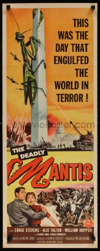 9a033 DEADLY MANTIS insert 1957 classic art of giant insect on Washington Monument by Ken Sawyer!