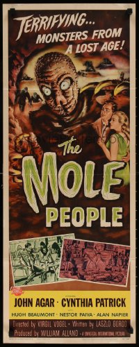 9a039 MOLE PEOPLE insert 1956 wonderful Joseph Smith art of terrifying monsters from a lost age!