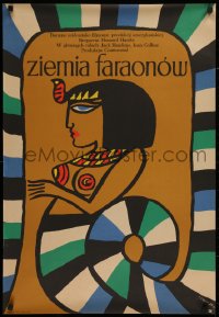9a148 LAND OF THE PHARAOHS Polish 23x33 1972 different Treutler art of serpent-like Joan Collins!