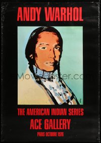 9a010 ANDY WARHOL 35x50 French museum/art exhibition 1976 American Indian Series in Paris, rare!