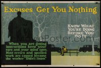 9a072 MATHER & COMPANY 28x42 motivational poster 1923 Excuses Get You Nothing, great art, rare!