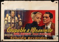 9b233 BEYOND A REASONABLE DOUBT Belgian 1956 Fritz Lang, art of Dana Andrews & Joan Fontaine!