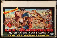 9b250 DEMETRIUS & THE GLADIATORS Belgian 1954 art of Biblical Victor Mature & Susan Hayward!