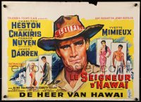 9b254 DIAMOND HEAD Belgian 1962 different art of Charlton Heston, Mimieux & co-stars in Hawaii!
