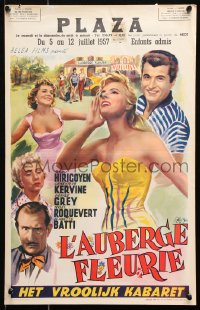 9b278 L'AUBERGE EN FOLIE Belgian 1957 Pierre Chevalier, completely different art of top cast!