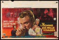 9b290 MAN OF A THOUSAND FACES Belgian 1957 cool art of James Cagney as Lon Chaney & in disguise!