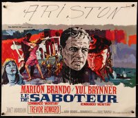 9b296 MORITURI Belgian 1965 Ray art of Marlon Brando & Nazi captain Yul Brynner, The Saboteur!
