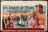 9b317 SUMMER PLACE Belgian 1959 Sandra Dee & Troy Donahue in young lovers classic, cool cast art!