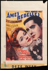 9b324 THIS ABOVE ALL Belgian 1947 great romantic close up of Tyrone Power & Joan Fontaine!
