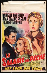 9b333 WAGES OF SIN Belgian 1956 Wik art of Danielle Darrieux, Jean-Claude Pascal, Jeanne Moreau!
