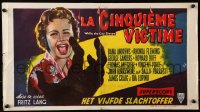 9b334 WHILE THE CITY SLEEPS Belgian 1956 Wik art of Lipstick Killer's victim, Fritz Lang noir!