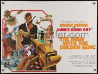 9b205 MAN WITH THE GOLDEN GUN British quad 1974 Robert McGinnis art of Roger Moore as James Bond!