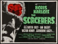 9b210 SORCERERS British quad 1967 completely different art of creepy Boris Karloff, ultra-rare!