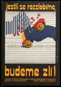 9b115 WATCH OUT WE'RE MAD Czech 12x17 1976 Terence Hill & Bud Spencer, wacky Civna art!