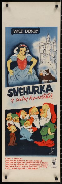 9b091 SNOW WHITE & THE SEVEN DWARFS Czech 12x38 1938 Disney cartoon classic, different Hoffmann art!