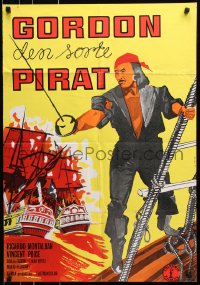 9b008 BLACK PIRATE Danish 1963 Ricardo Montalban, Vincent Price, Orfi, cool pirate action!