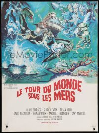 9b619 AROUND THE WORLD UNDER THE SEA French 23x31 1966 Lloyd Bridges, scuba diving fantasy art!
