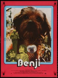 9b621 BENJI French 23x31 1976 Joe Camp classic dog movie, different image of him wearing necklace!