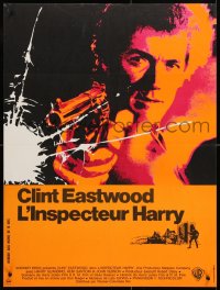 9b634 DIRTY HARRY French 23x30 1972 cool art of Clint Eastwood w/gun, Don Siegel crime classic!