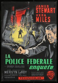 9b638 FBI STORY French 22x32 1960 Mervyn LeRoy directed, detective Jimmy Stewart & Vera Miles!