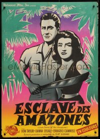 9b666 LOVE-SLAVES OF THE AMAZONS French 22x31 1959 Gianna Segale, Don Taylor with machete!