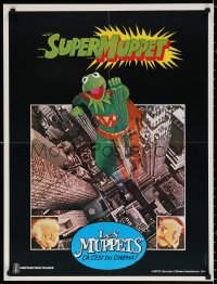 9b674 MUPPETS GO HOLLYWOOD Superman parody style French 23x31 1980 Jim Henson, completely different!