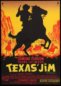 9b694 TEXAS JIM French 22x32 1968 different art of cowboy Edmund Purdom by Guy Gerard Noel!