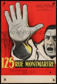 9b706 125 RUE MONTMARTRE French 16x24 1959 cool close up art of detective Lino Ventura by Yves Thos!