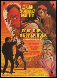 9b711 BAD DAY AT BLACK ROCK French 15x21 R1969 cool artwork of Lee Marvin, Bussenko art!