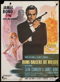 9b732 FROM RUSSIA WITH LOVE French 15x21 R1970s Grinsson art of Sean Connery as James Bond 007!