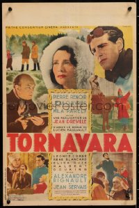 9b776 TORNAVARA French 16x24 1943 completely different Debeure art of Pierre Renoir & top cast!