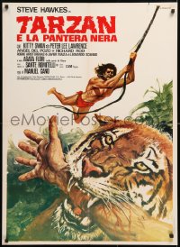 9b787 TARZAN & THE RAINBOW Italian 1sh 1972 Crovato art of Steve Hawkes & tiger biting arm!