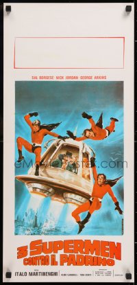 9b789 3 SUPERMEN AGAINST GODFATHER Italian locandina 1979 wonderful art of flying superheros!