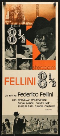 9b791 8 1/2 Italian locandina R1960s Federico Fellini classic, Mastroianni & Cardinale!