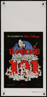 9b881 ONE HUNDRED & ONE DALMATIANS Italian locandina R1990s classic Walt Disney canine family cartoon!