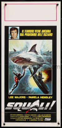 9b900 SIX MILLION DOLLAR MAN: SHARKS Italian locandina 1979 Lee Majors, scuba diver with huge fish!
